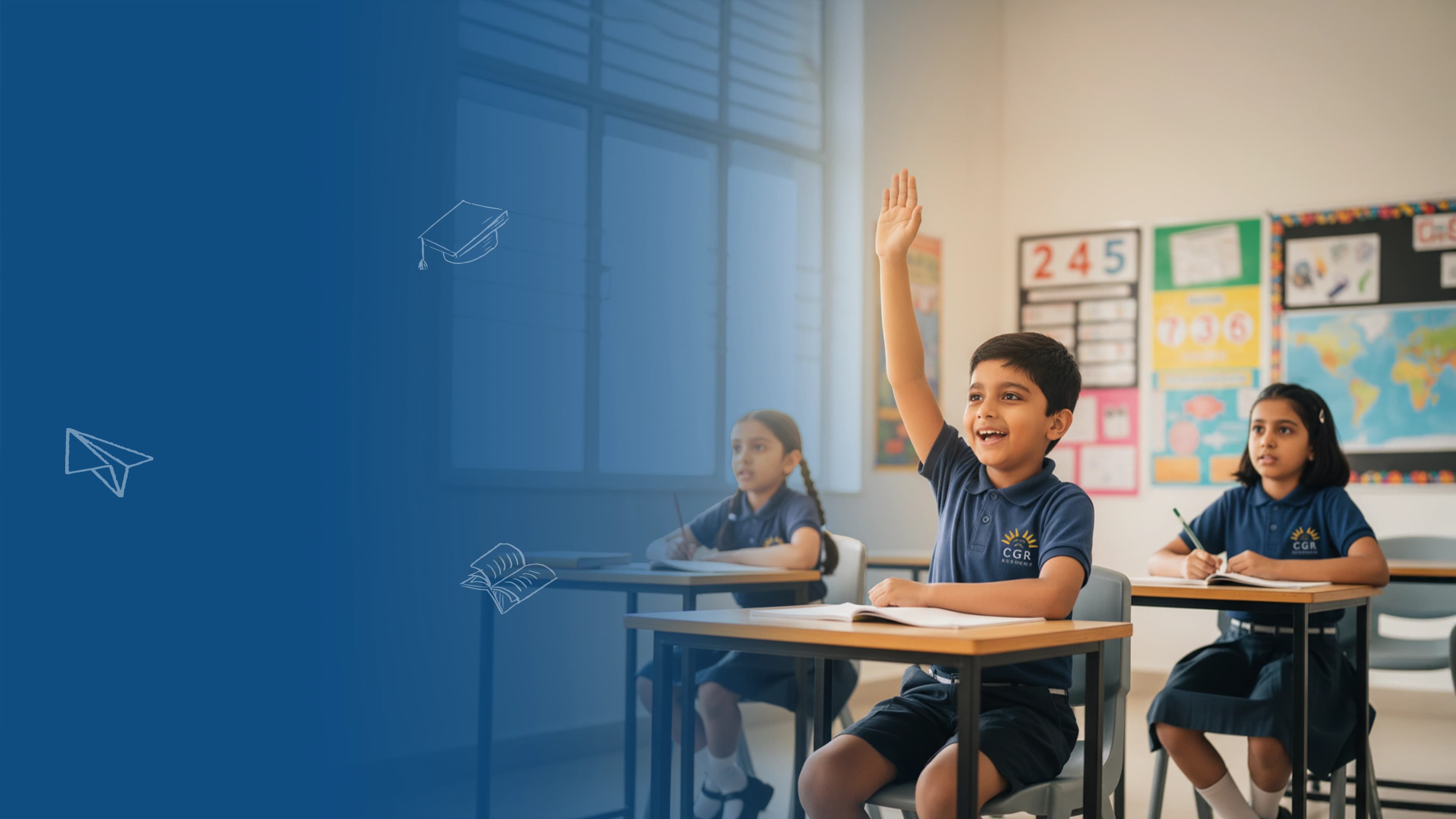 Aerial view of a modern school campus
